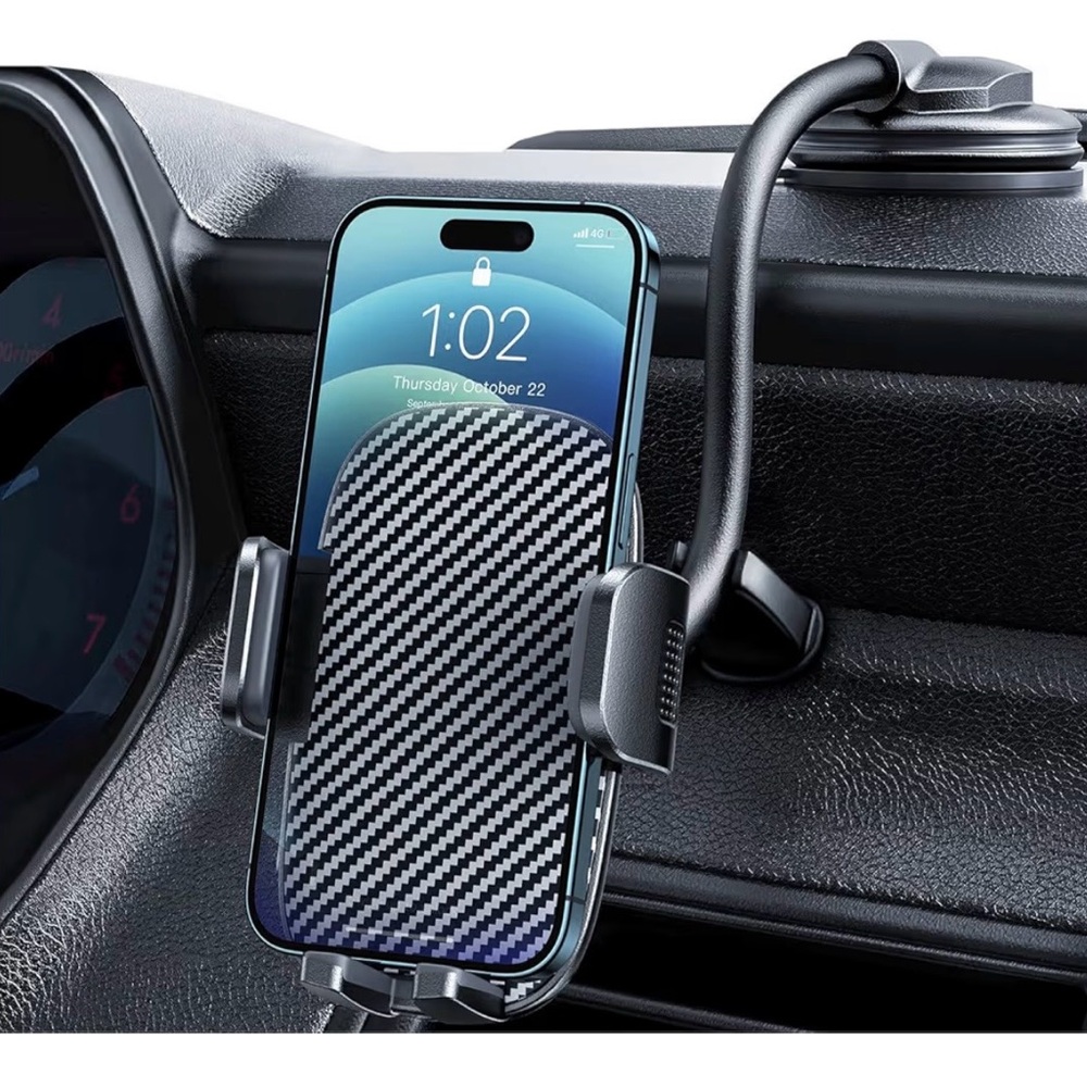 Universal Black Carbon Fiber Wireless Car Phone Mount